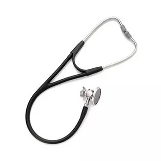 Stethoscope Harvey Deluxe, Cardiology w/ Brass 2-Head Chestpiece 28', Adult, Dual Lumen Latex- Free Tubing, Black (1/EA) by Hillrom/Welch Allyn  ID 5079-325
